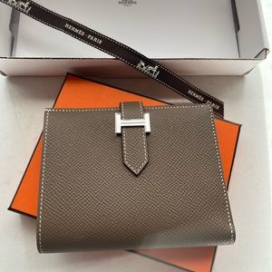 Hermès BEARN COMPACT WALLET étoupe x Silver